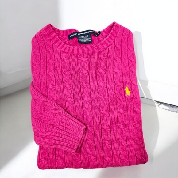 Ralph Lauren Sport Women's Vibrant Pink Cable Knit Sweater Size-M - Picture 2 of 10